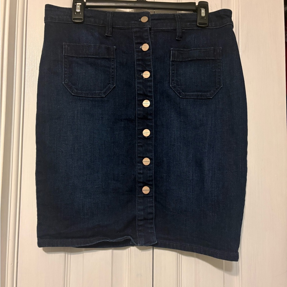 Sanctuary Dark Blue Denim Button-Front Pencil Skirt